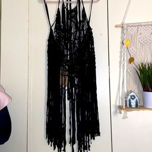 Black macrame halter top